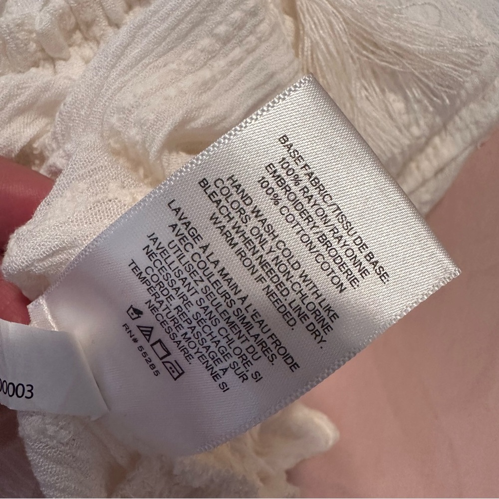 Express Cream Ruffled Tie Front Blouse - Picture 5 of 5